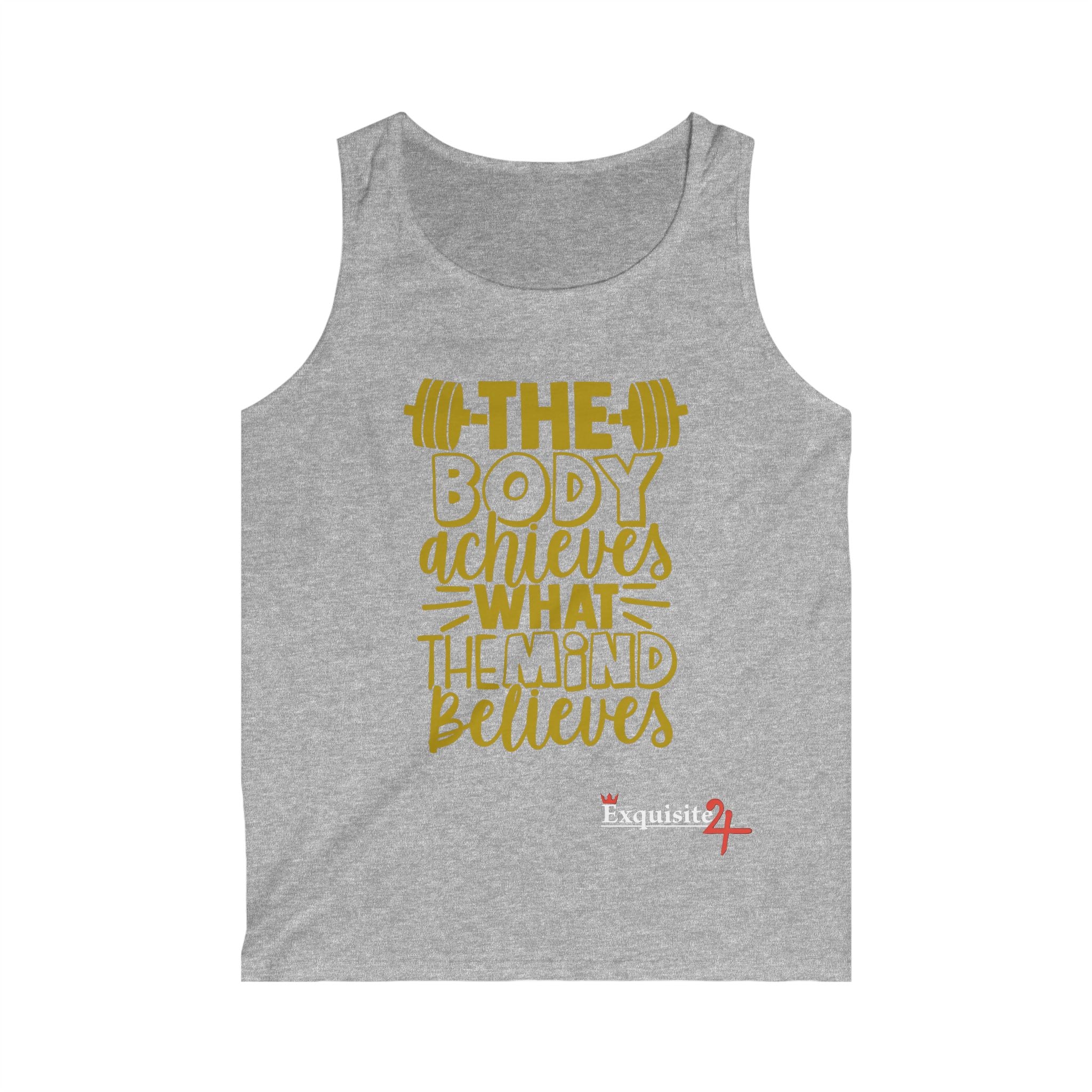 Exquisite 24 Motivational Gym Tank Top — “The Body Achieves What The Mind Believes”