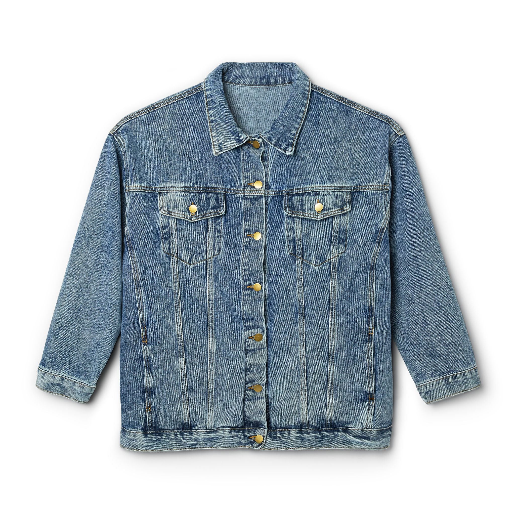 Exquisite 24 Blue Rose Women's Denim Jacket — Embroidered Back Logo