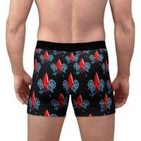 Red Jewel & Blue Roses Boxer Briefs — Men's Patterned AOP Underwear