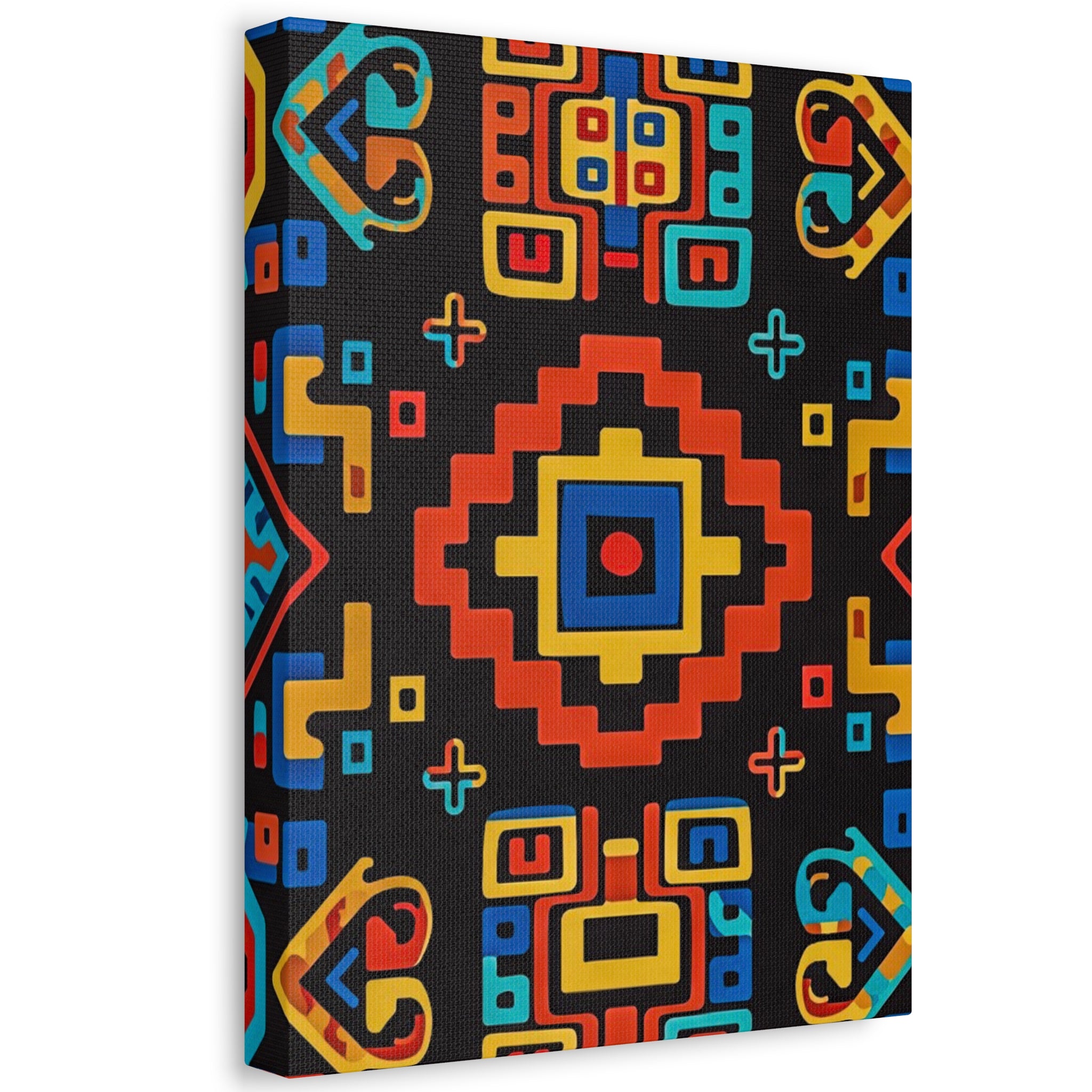 Bold Geometric Aztec Stretched Canvas Wall Art