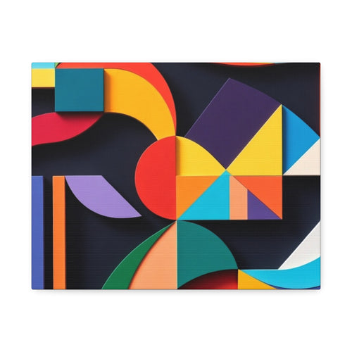 Abstract Geometric Stretched Canvas – Colorful Modern Wall Art