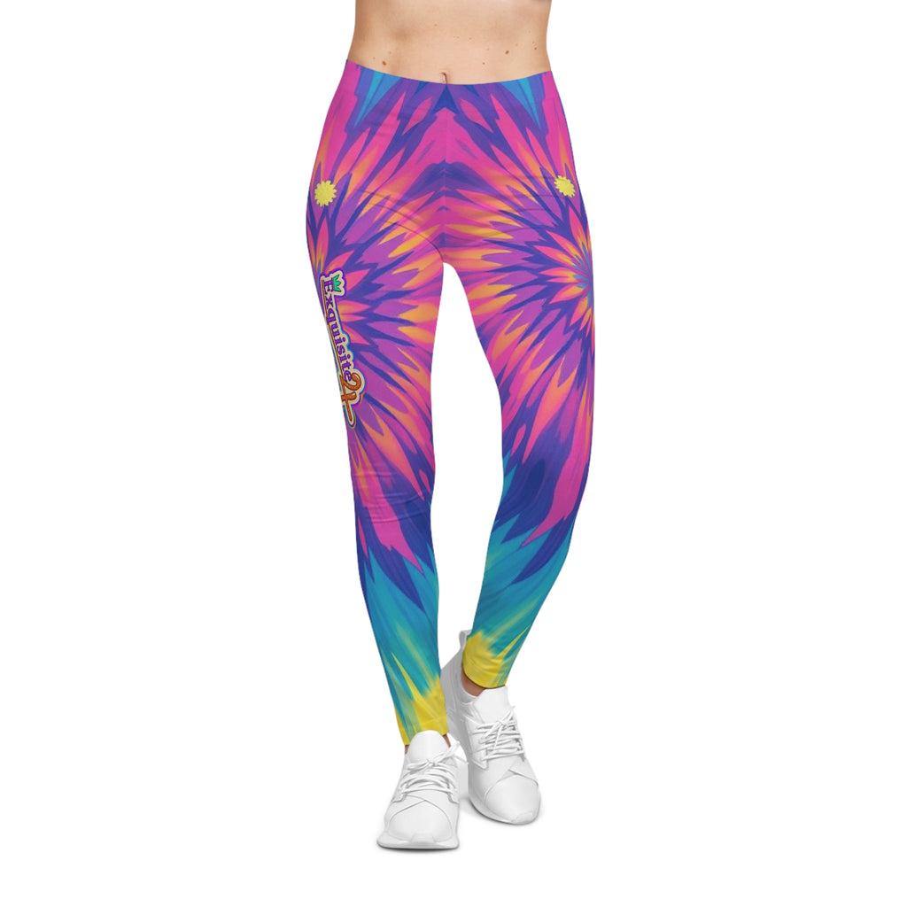 Tie-Dye Burst Women's Leggings — Vibrant Rainbow All-Over Print