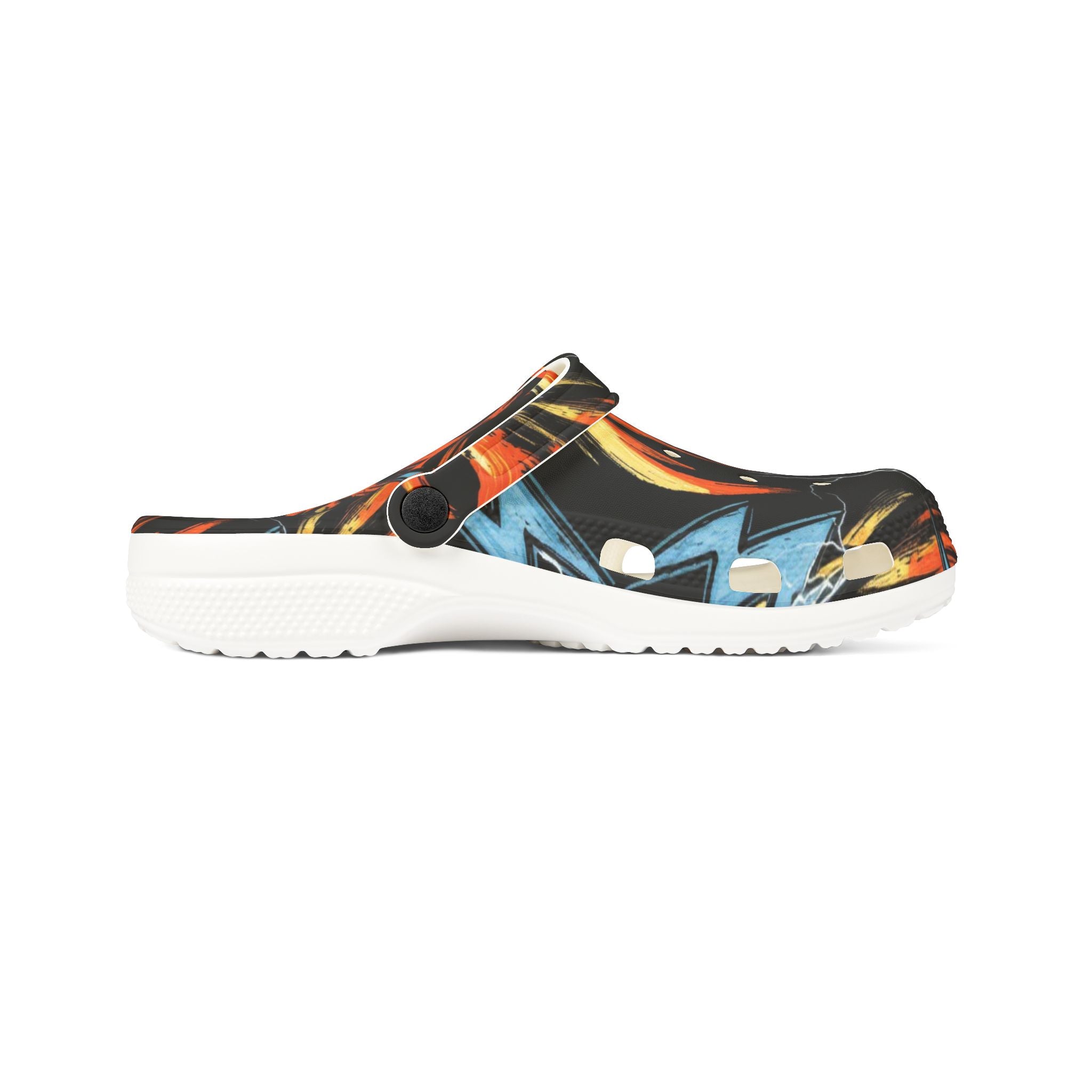 Flame & Lightning EVA Foam Clogs — Bold Graphic Slip-On Shoes