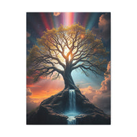 Tree of Light Stretched Canvas Wall Art – Inspirational Fantasy Landscape