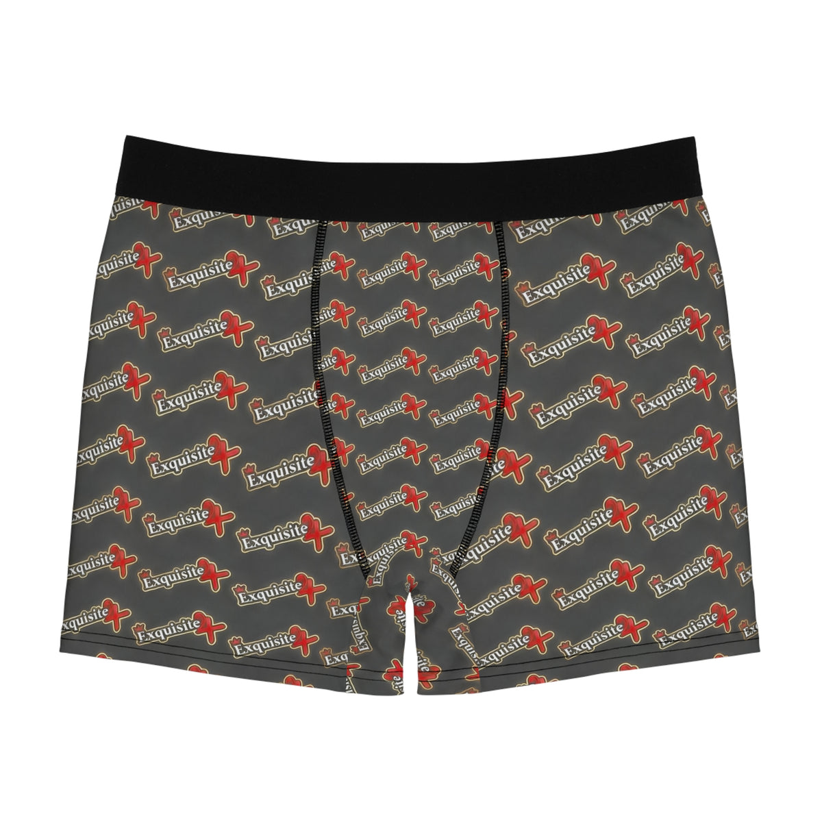 Exquisite 24 Boxer Briefs — Grey All-Over Logo Print