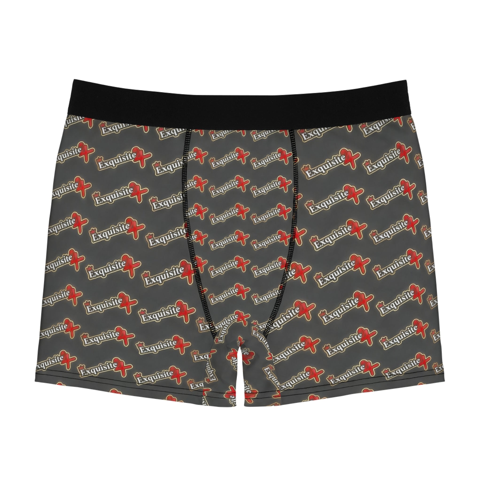 Exquisite 24 Boxer Briefs — Grey All-Over Logo Print