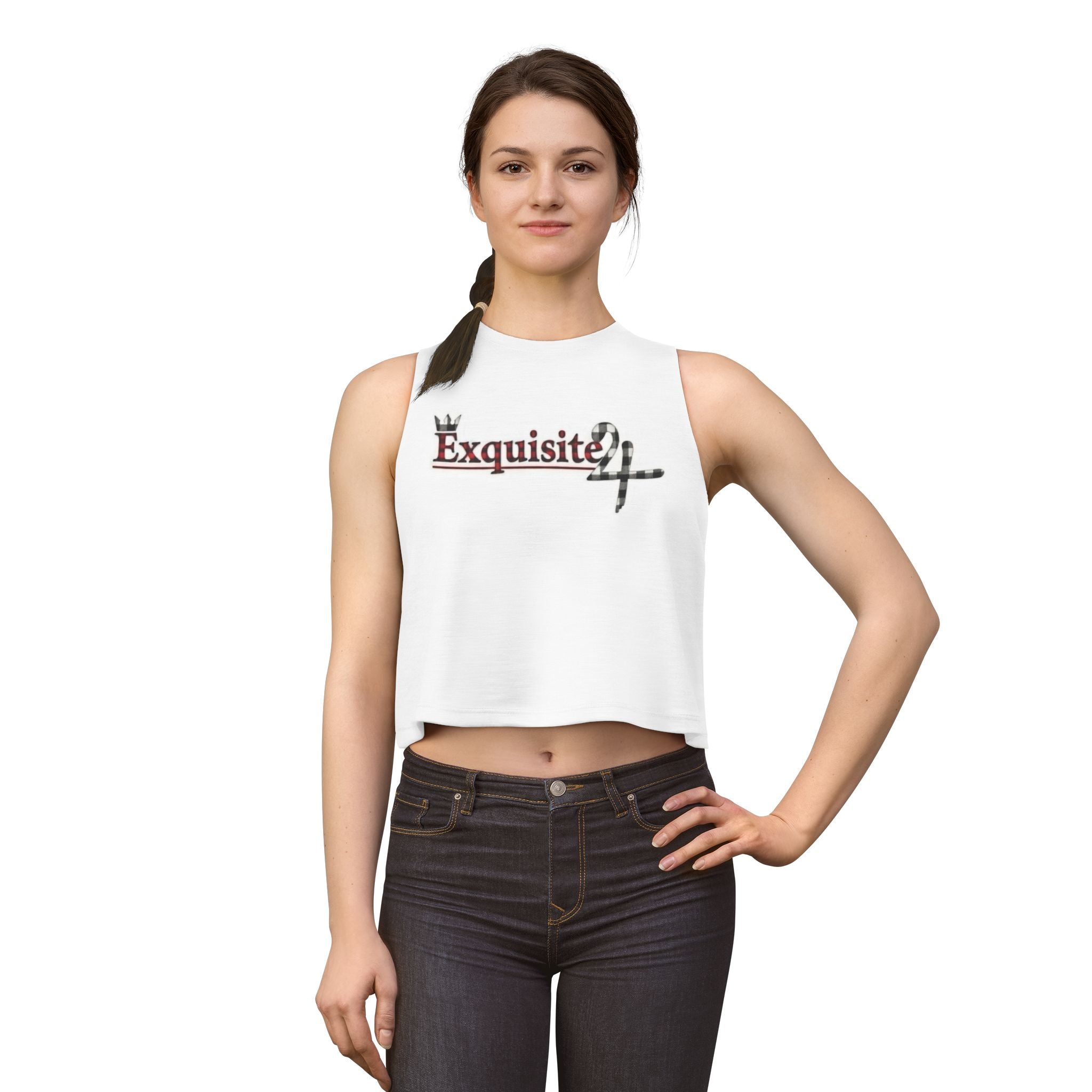 Exquisite 24 Crown Crop Top — Feminine Graphic Muscle Tank