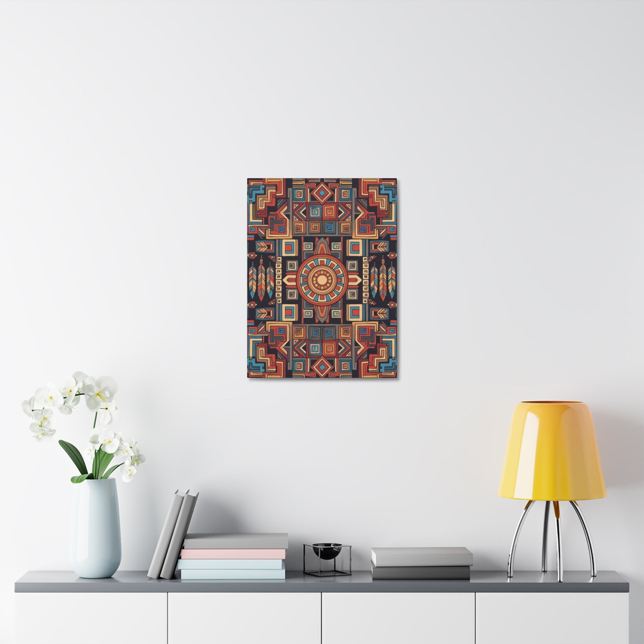 Southwestern Geometric Canvas Art — Tribal Mandala Wall Decor