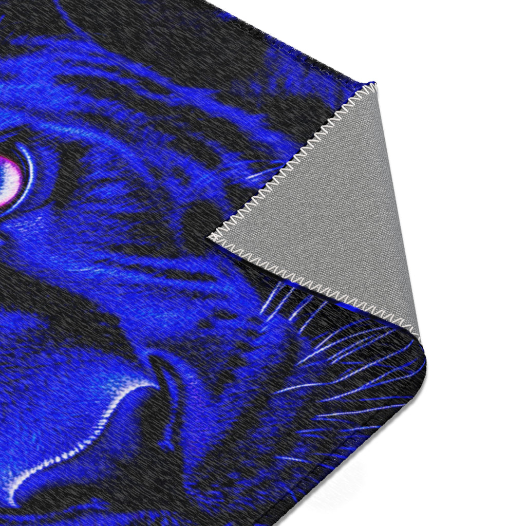 Blue Leopard Area Rug – Bold Neon Leopard Accent Rug for Living Room, Bedroom & Game Room