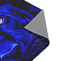 Blue Leopard Area Rug – Bold Neon Leopard Accent Rug for Living Room, Bedroom & Game Room
