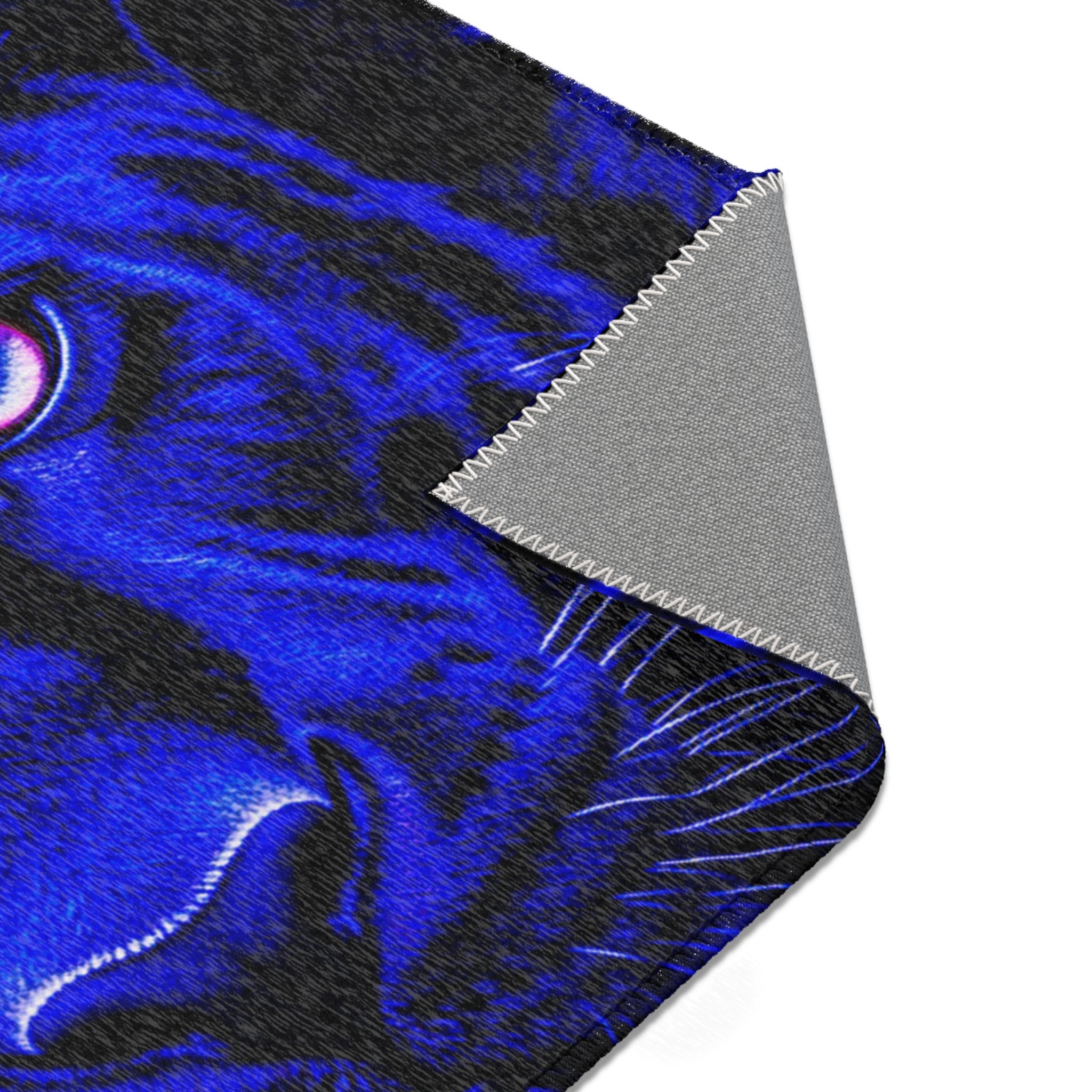 Blue Leopard Area Rug – Bold Neon Leopard Accent Rug for Living Room, Bedroom & Game Room