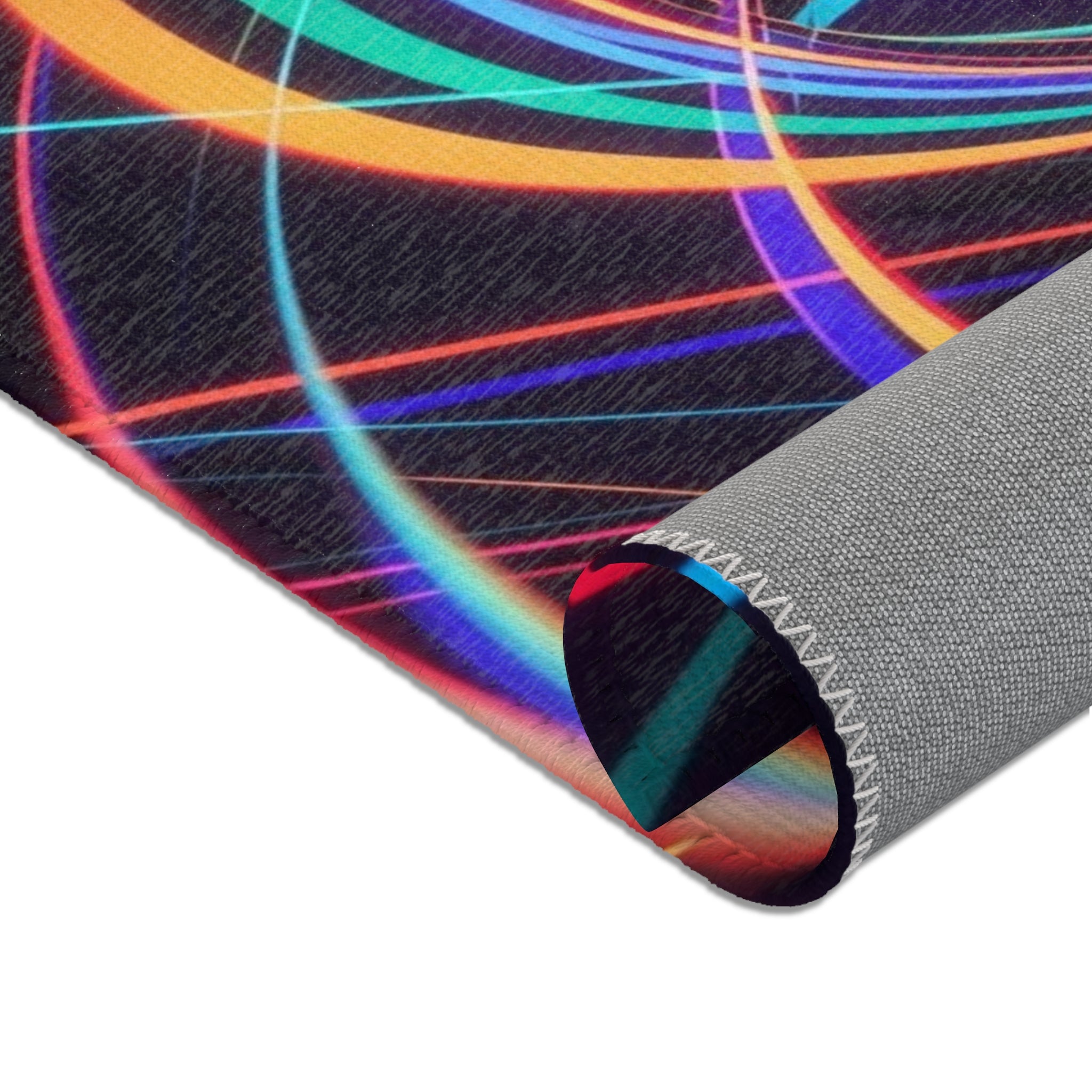 Neon Swirl Area Rug — Retro Rainbow Abstract Accent Rug