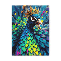 Peacock King Stretched Canvas – Vibrant Crowned Peacock Wall Art