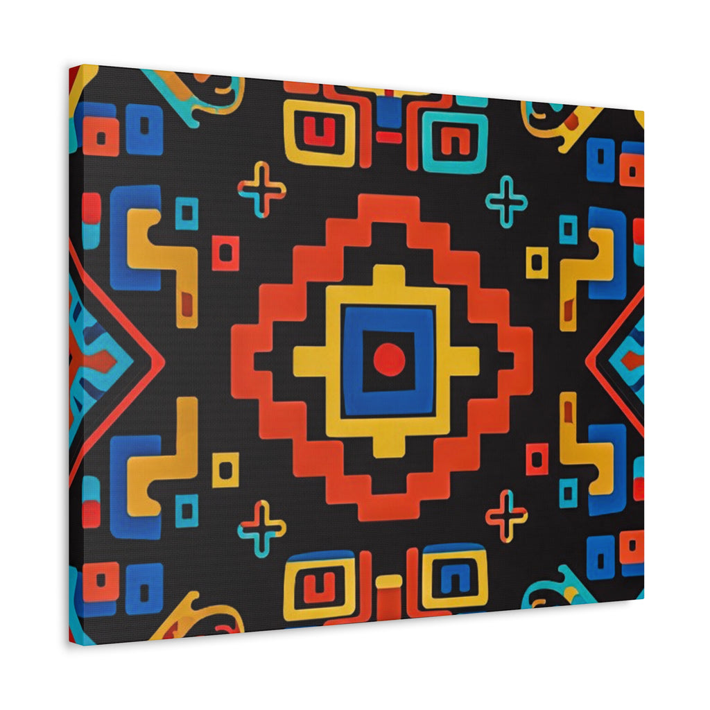 Bold Geometric Aztec Stretched Canvas Wall Art