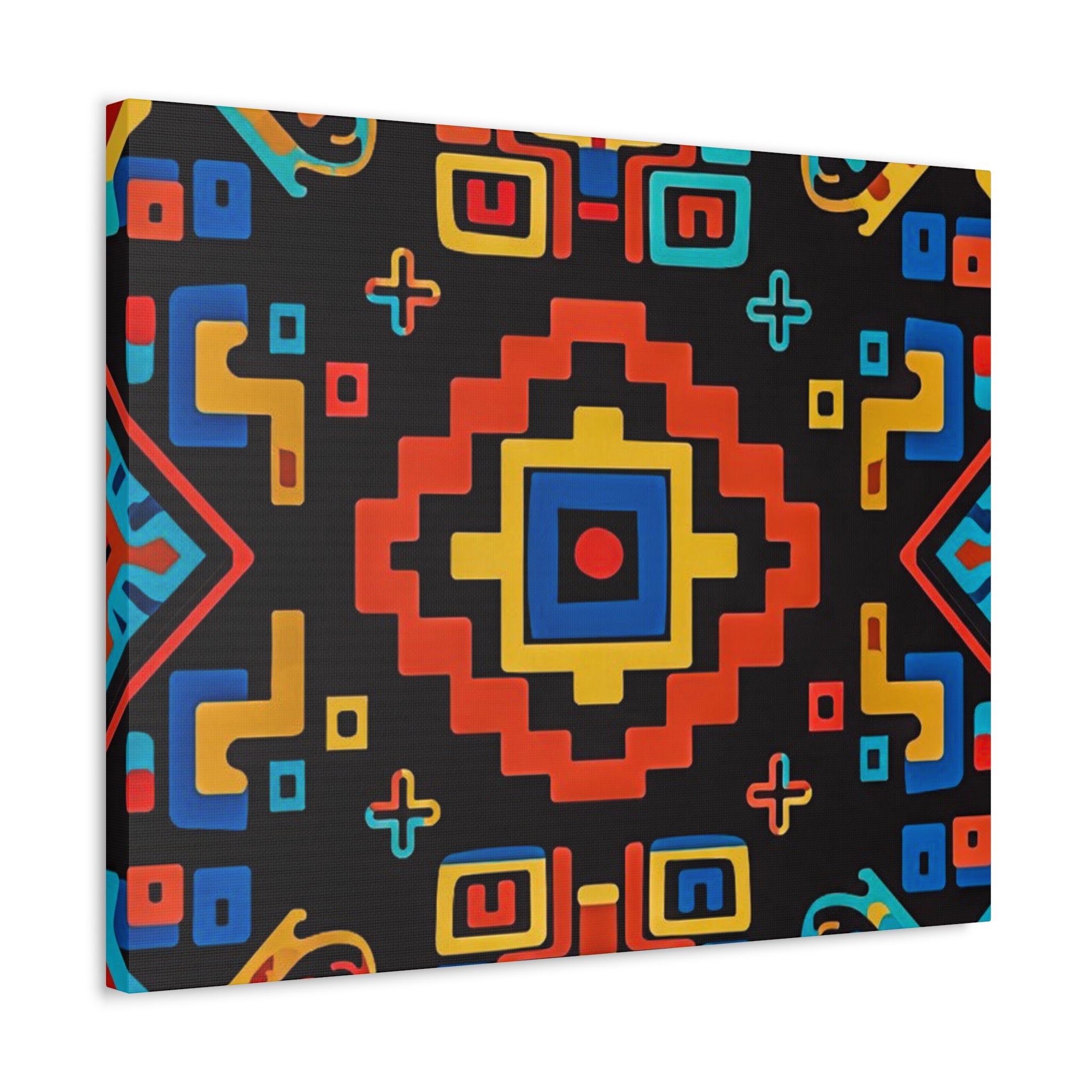 Bold Geometric Aztec Stretched Canvas Wall Art
