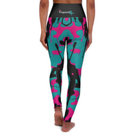High-Waist Pink & Teal Camo Yoga Leggings