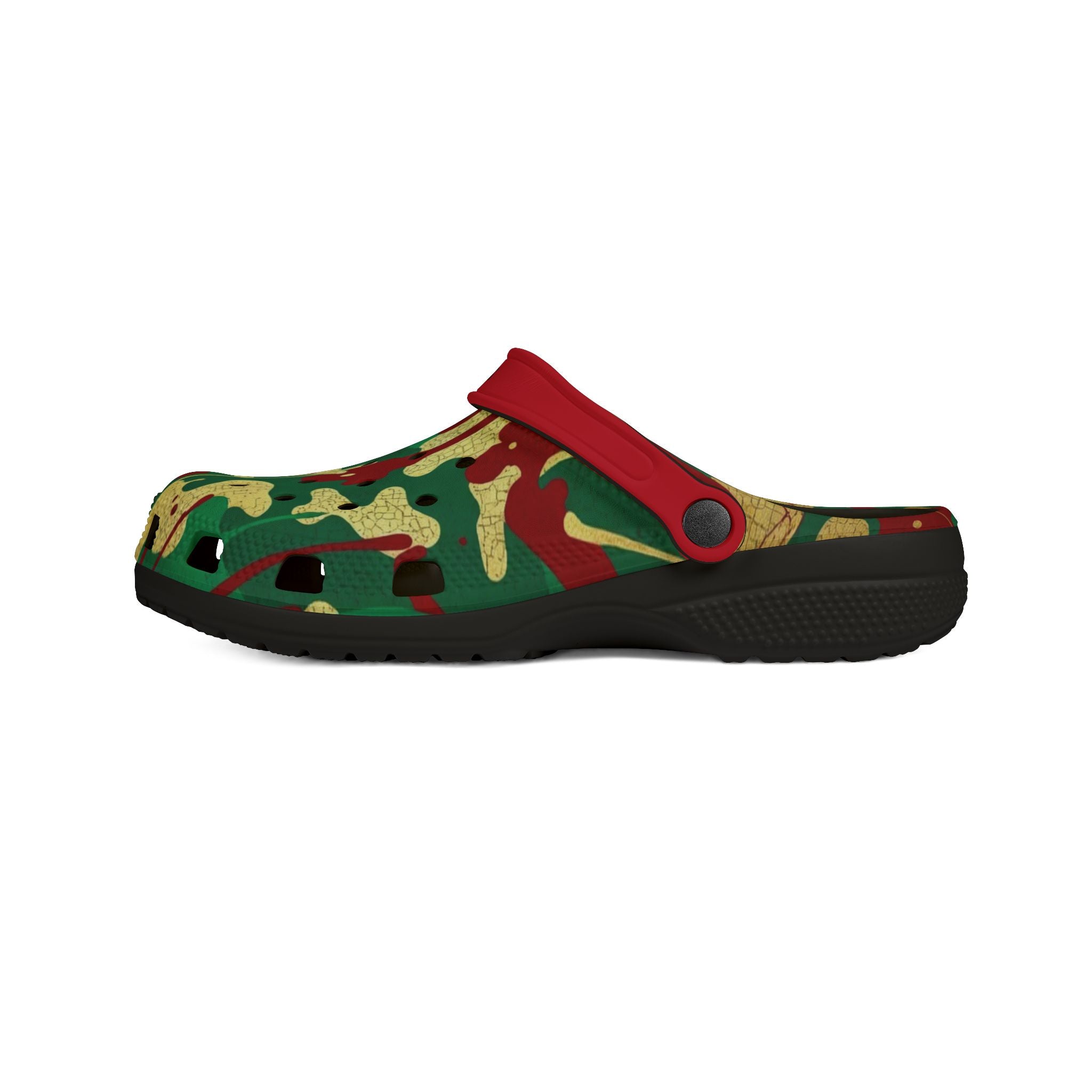 Green, Red, & Gold Camo EVA Foam Clogs