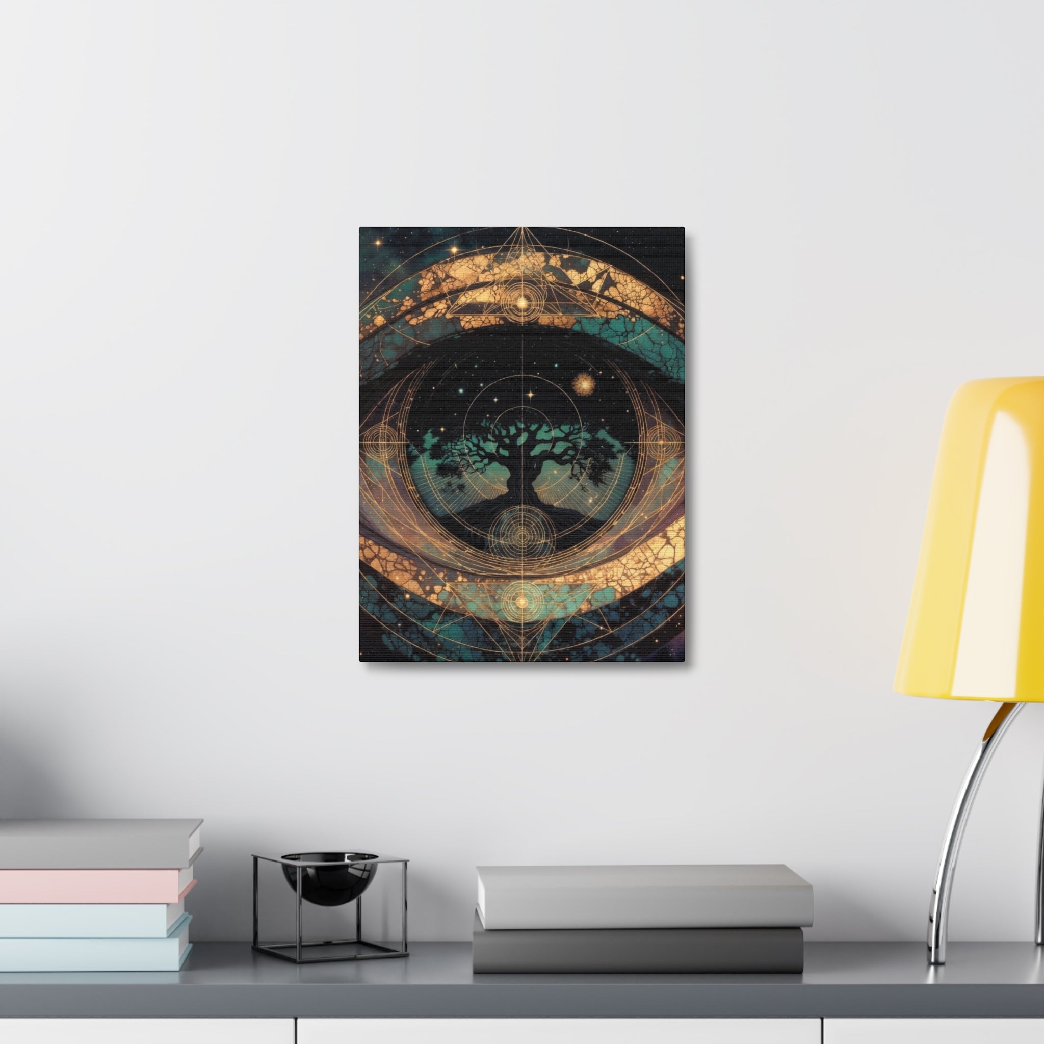 Mystic Tree of Life Stretched Canvas – Spiritual Cosmic Wall Art