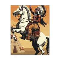 Aboriginal American Warrior on Horse — Stretched Canvas Wall Art