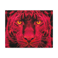 Red Panther Canvas Wall Art — Bold Neon Portrait Stretched Canvas