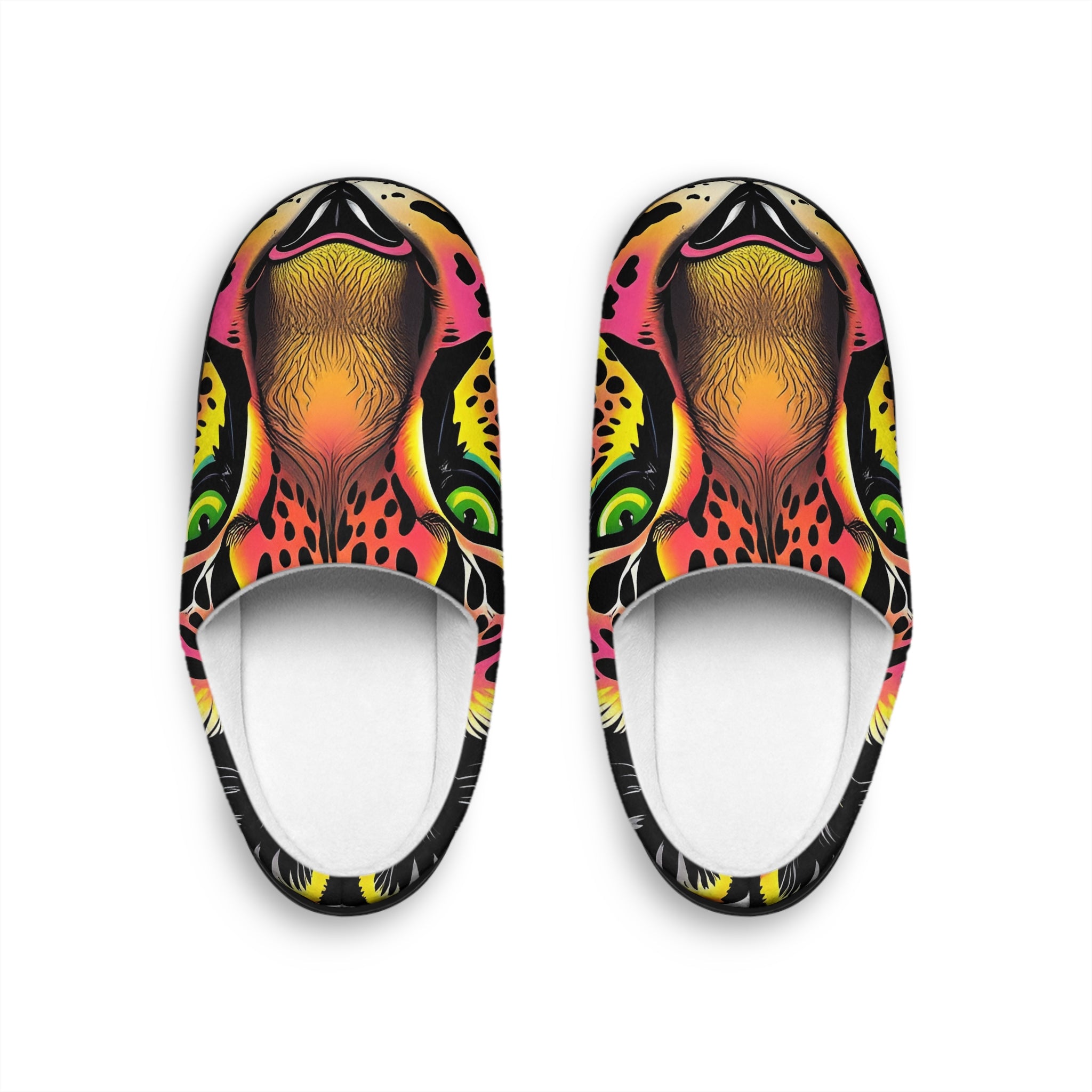 Men's Leopard Art Indoor Slippers — Colorful Neon Jungle Print