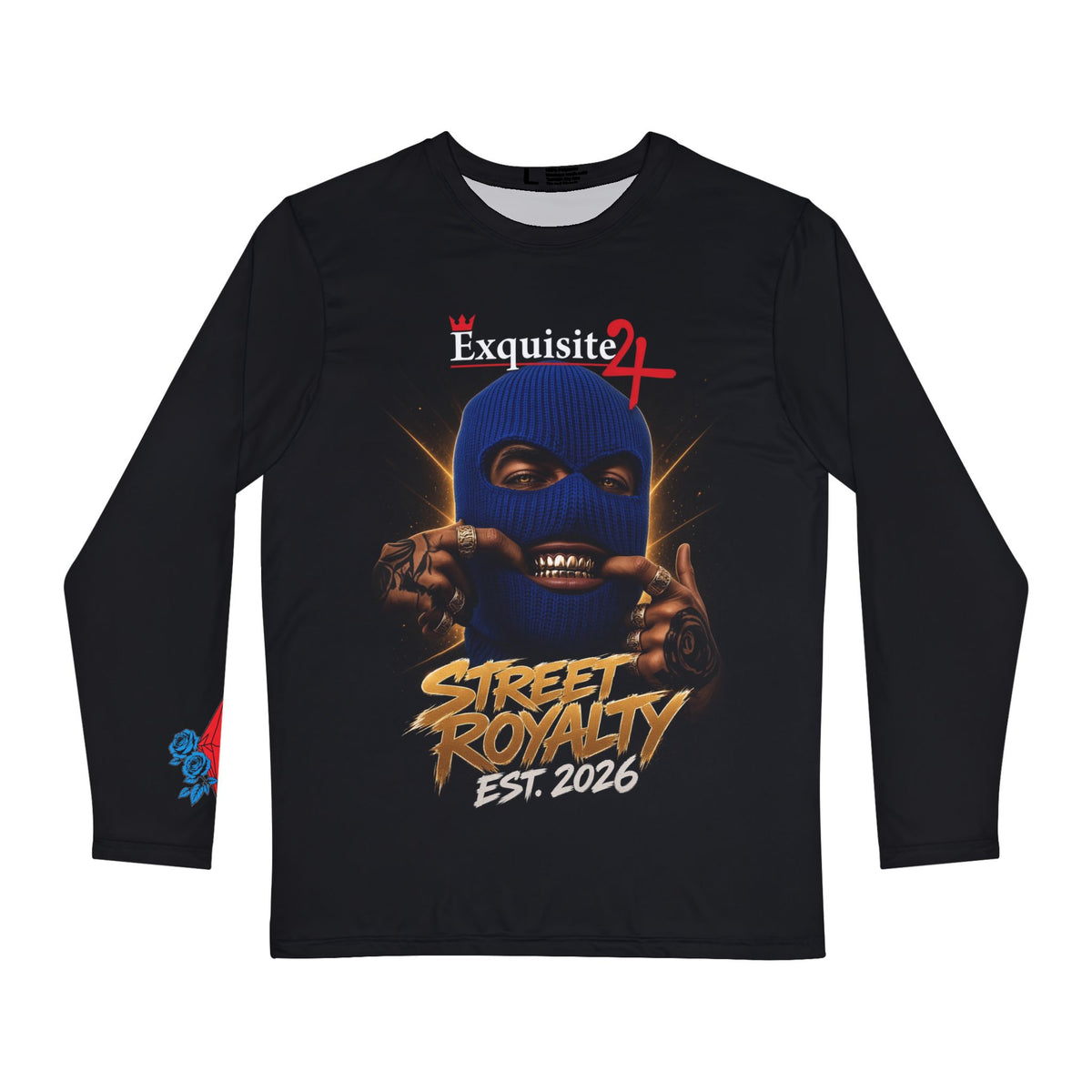 Men's 'Street Royalty Est. 2026' Blue Mask Long Sleeve Shirt