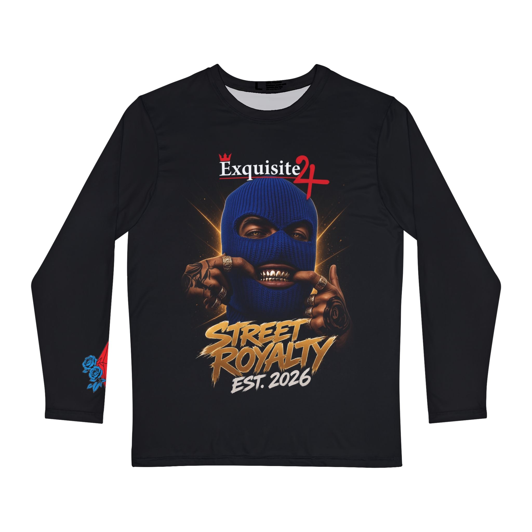 Men's 'Street Royalty Est. 2026' Blue Mask Long Sleeve Shirt