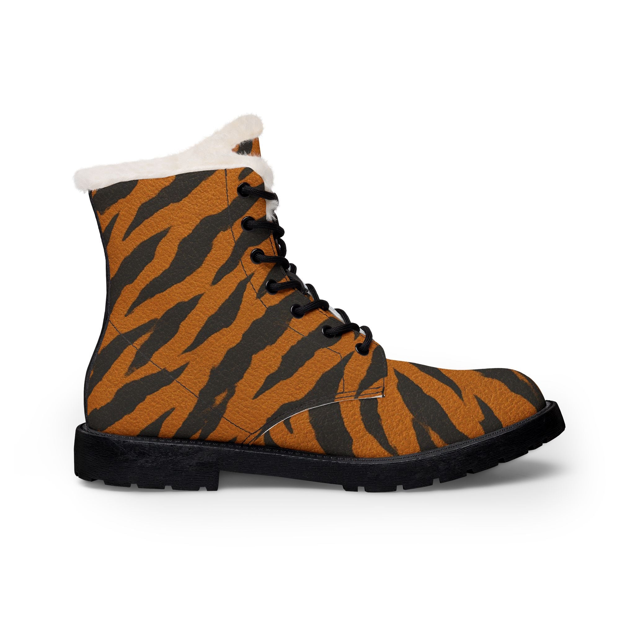 Women's Tiger Stripe Fur-Lined Leather Boots