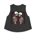 Skeleton Kiss Crop Top — Gothic Rose Couple Graphic Tank