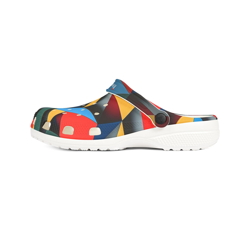 Abstract Geometric EVA Foam Clogs — Colorful Modern Slip-On Shoes