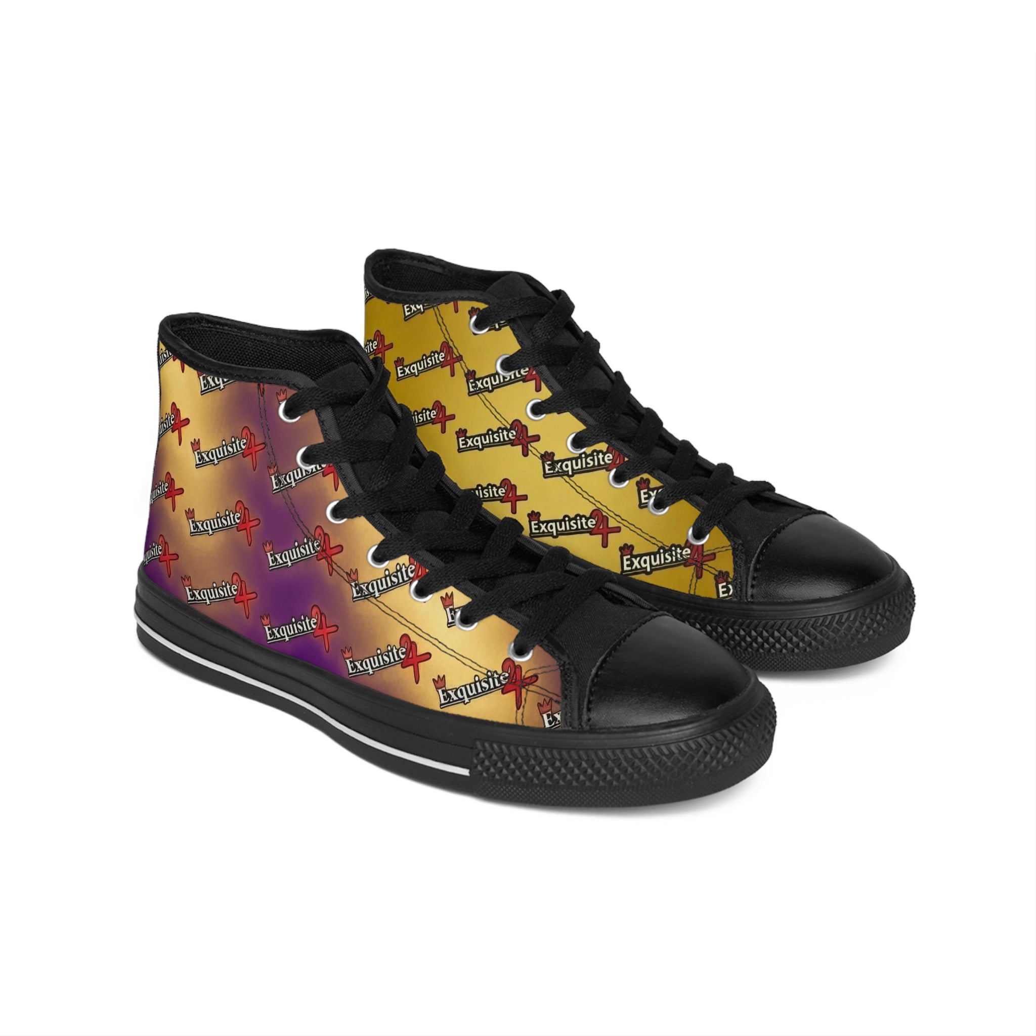 High-Top Sneakers — Purple-Yellow Gradient 'Exquisite 24' Print