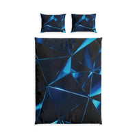 Geometric Blue Crystal Cotton Duvet Cover Set