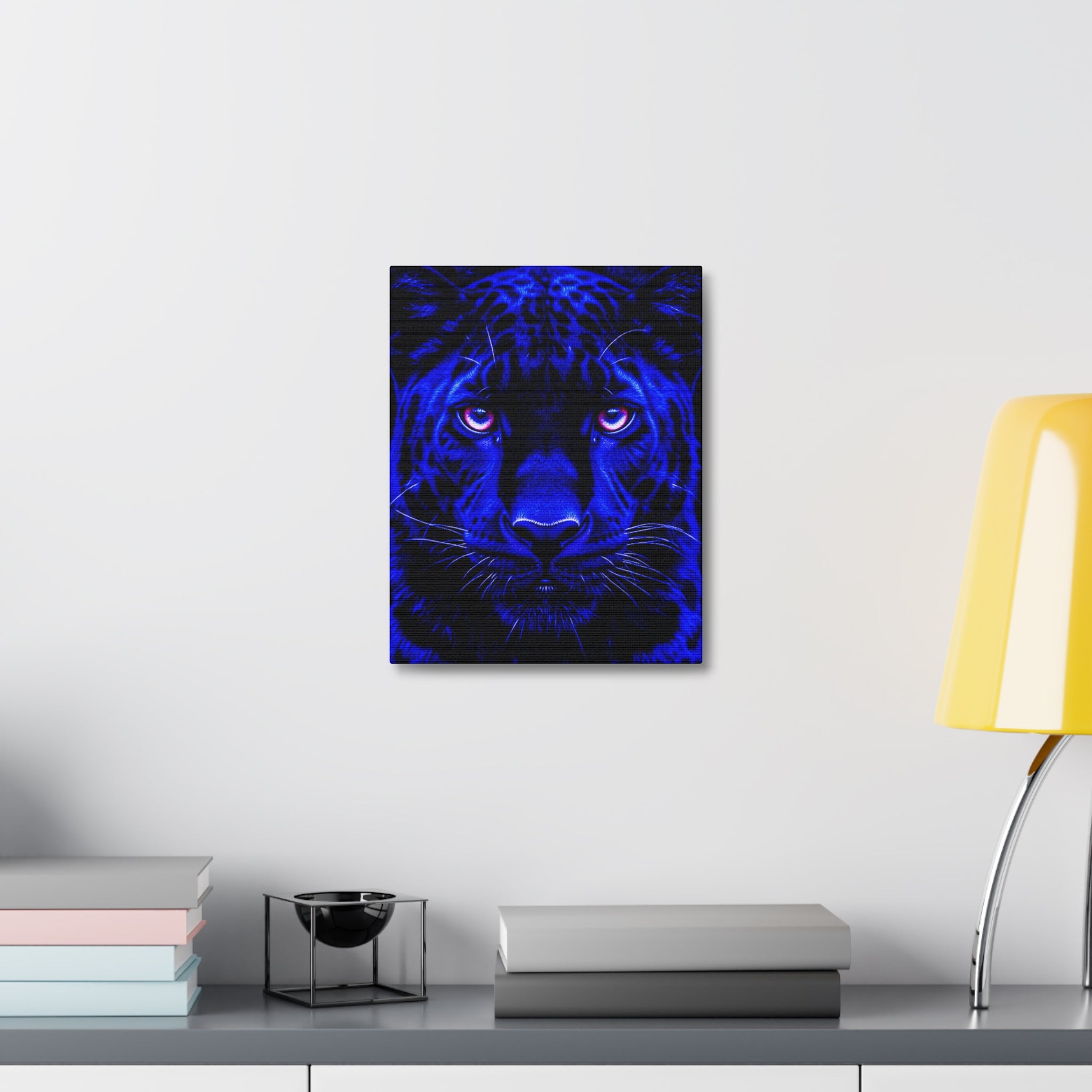 Blue Panther Stretched Canvas Wall Art