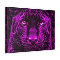 Purple Neon Panther Stretched Canvas – Vibrant Wall Art for Modern Rooms