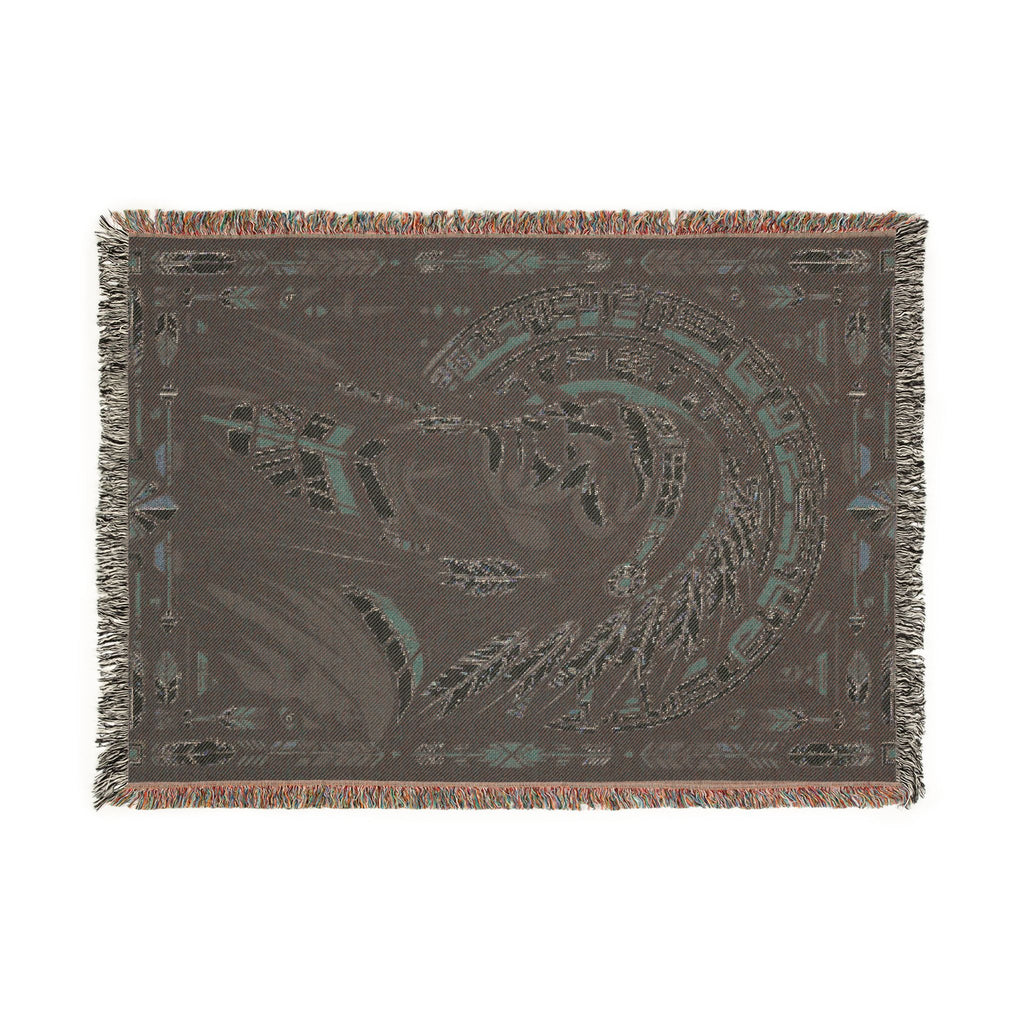 Native Chief Tapestry Blanket — Woven Tribal Headdress Throw