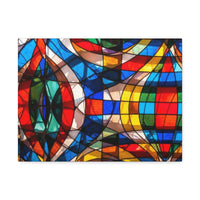 Stained Glass Abstract Stretched Canvas Print — Colorful Geometric Wall Art