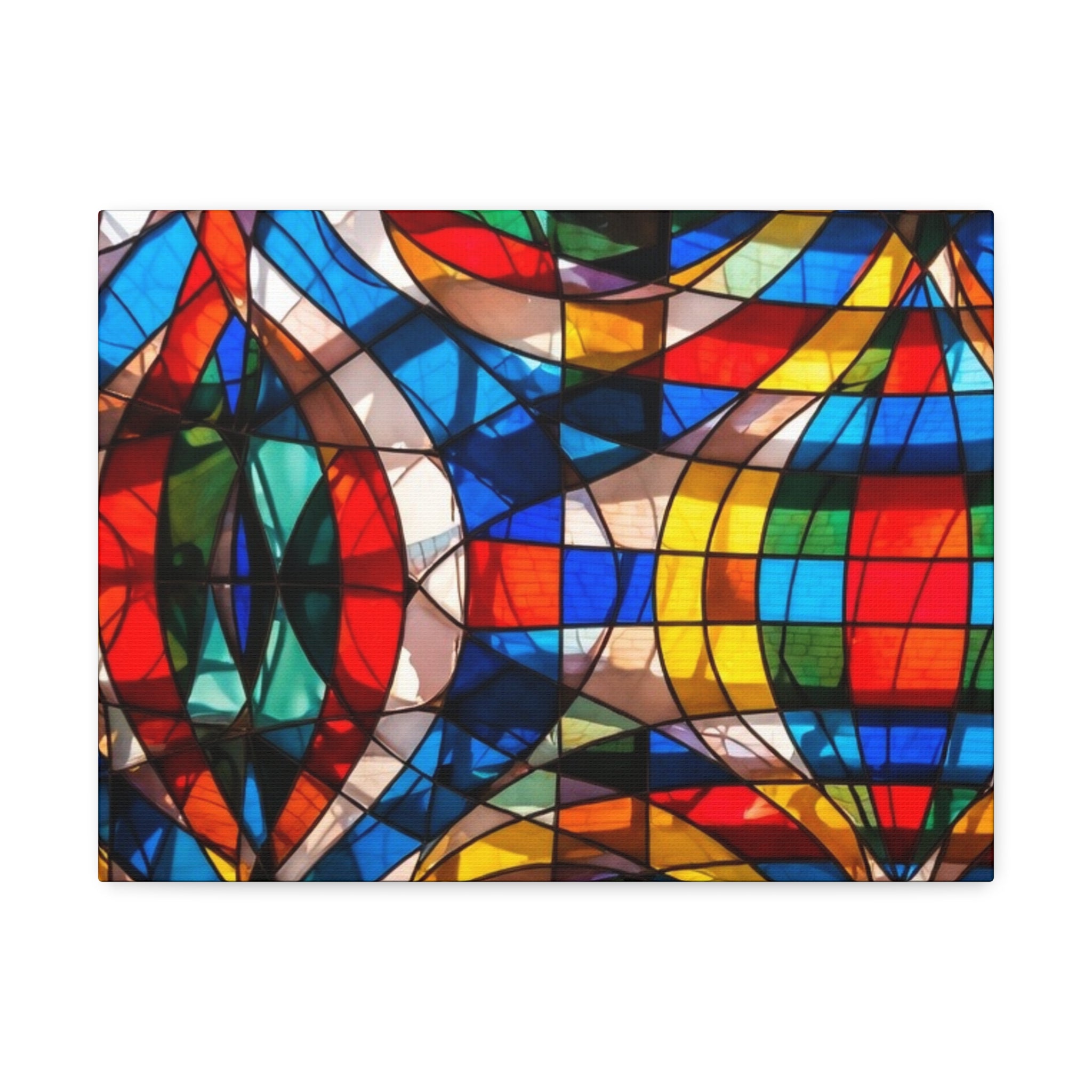 Stained Glass Abstract Stretched Canvas Print — Colorful Geometric Wall Art