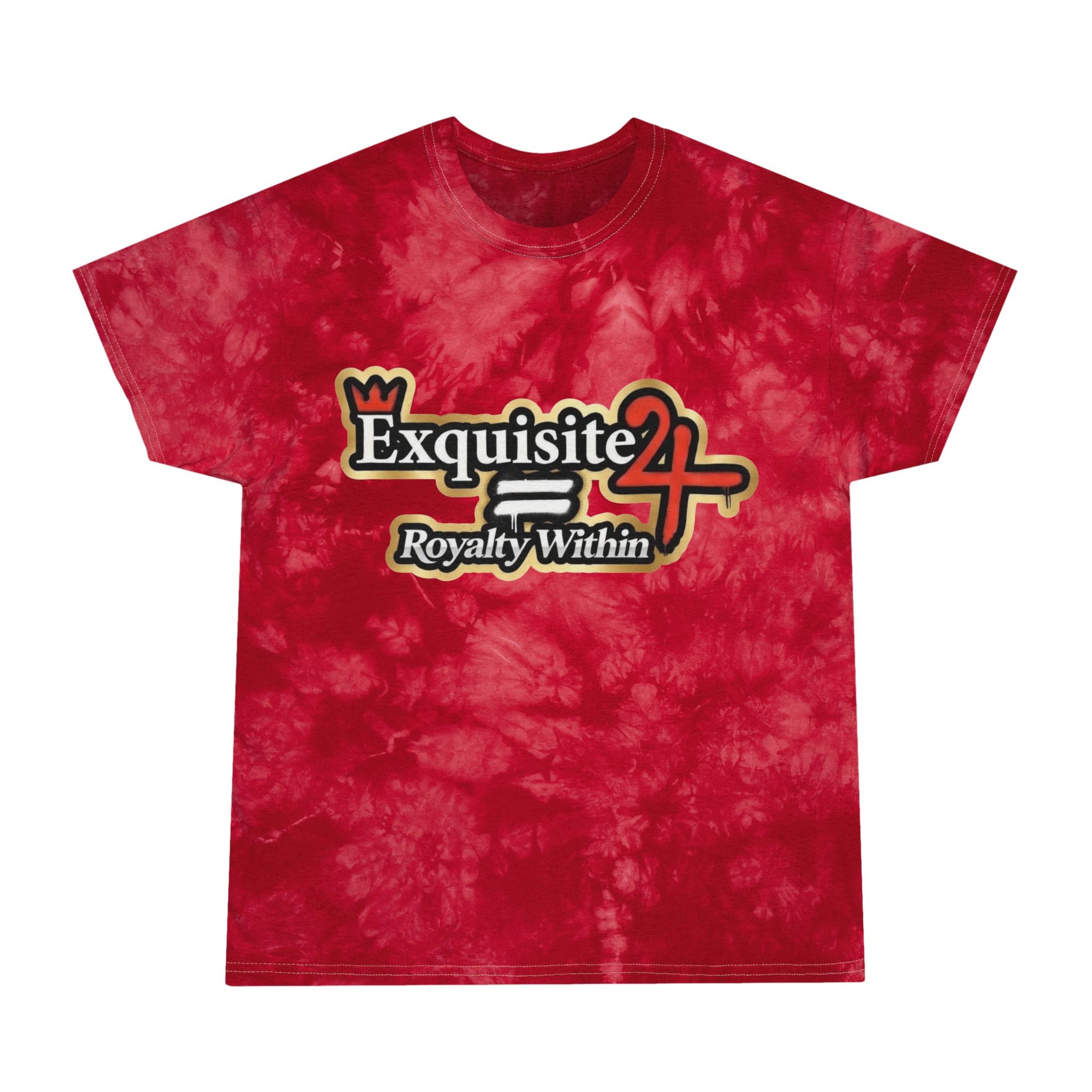 Tie-Dye Tee — Exquisite 24 ‘Royalty Within’ Logo & Red Roses Crystal Design