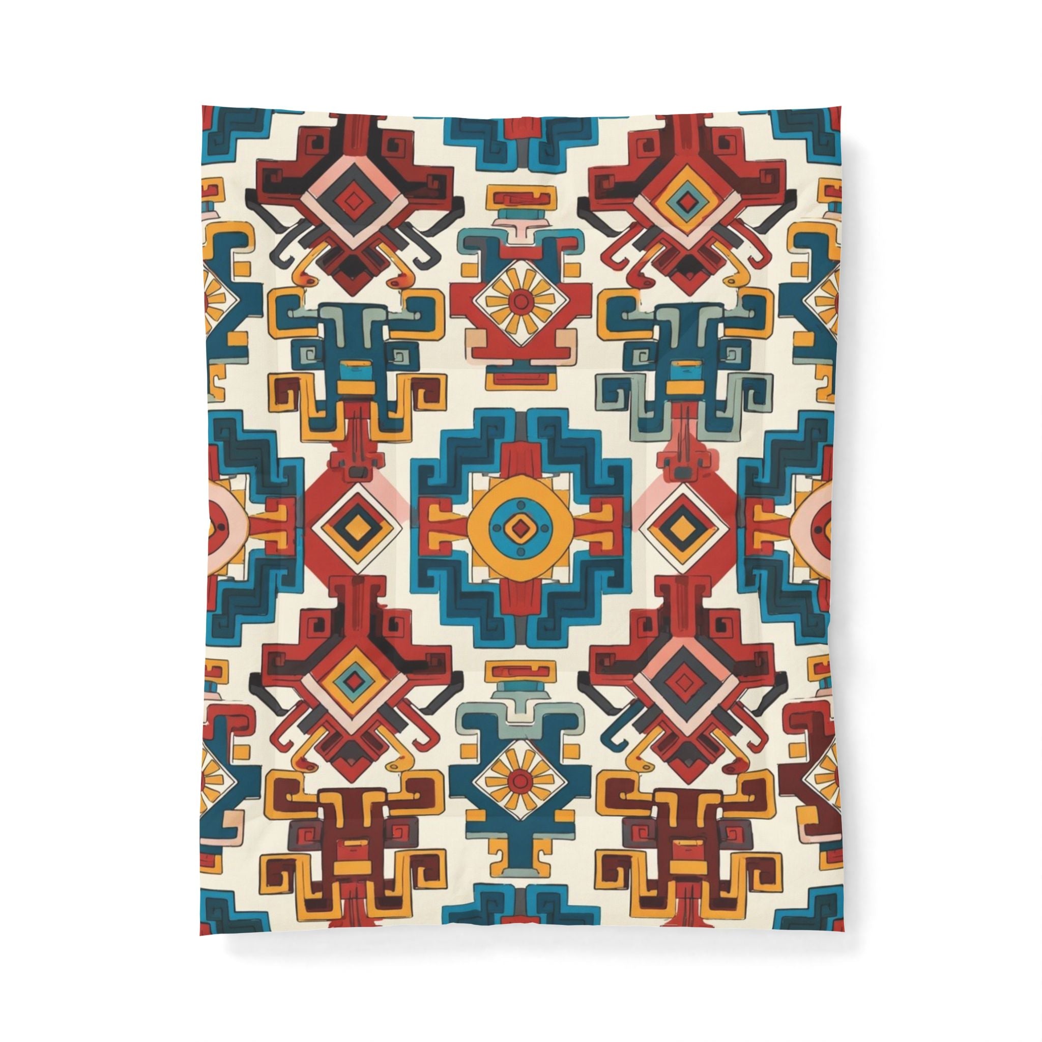 Boho Geometric Cotton Comforter — Southwestern Aztec Pattern Bedspread