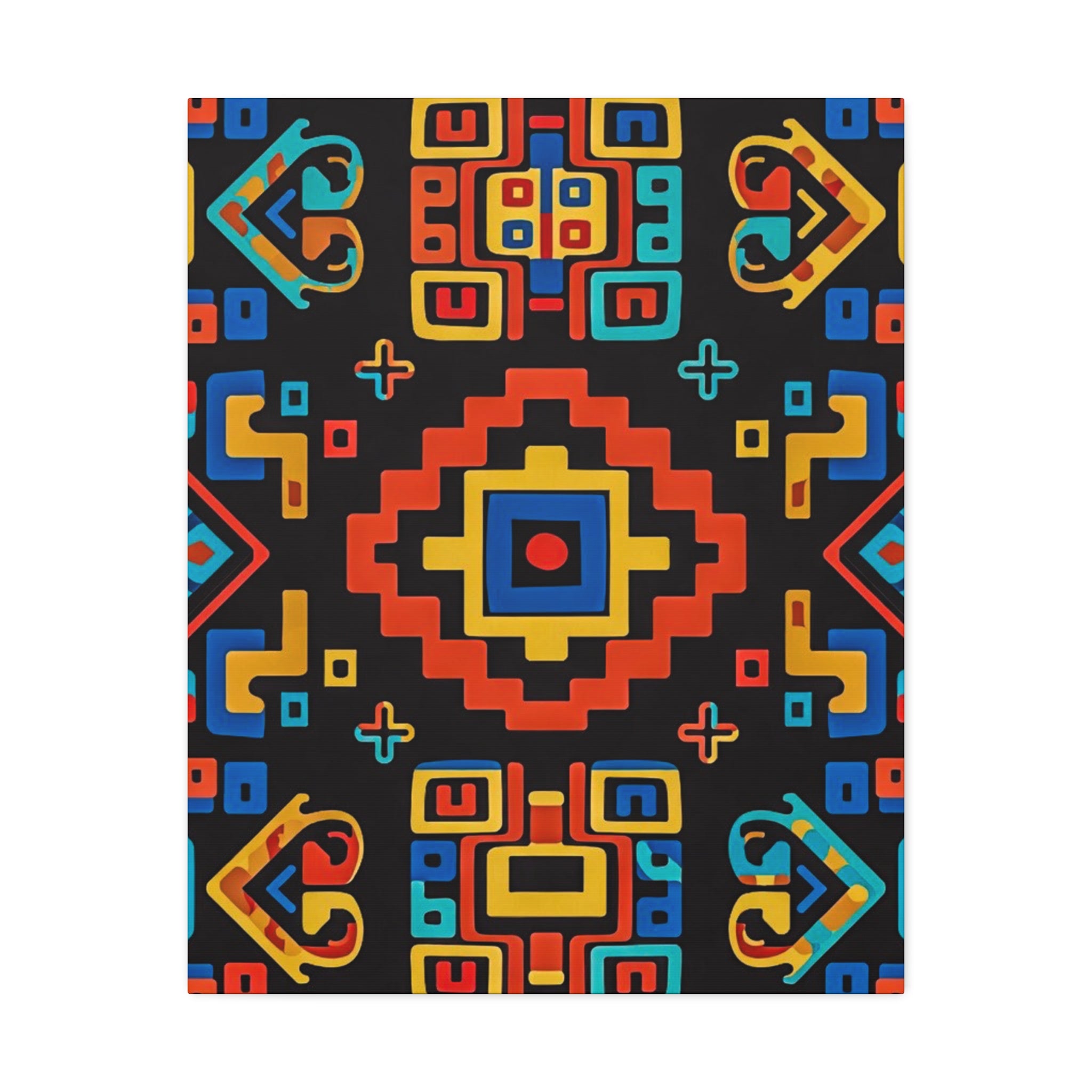 Bold Geometric Aztec Stretched Canvas Wall Art