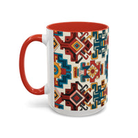 Southwestern Geometric Accent Mug — Color Interior Ceramic Coffee Cup