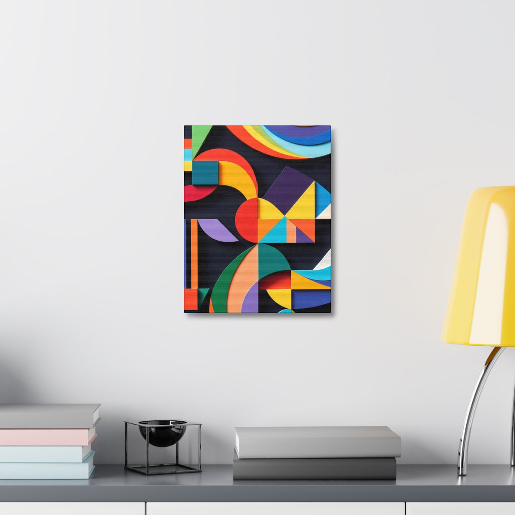 Abstract Geometric Stretched Canvas – Colorful Modern Wall Art