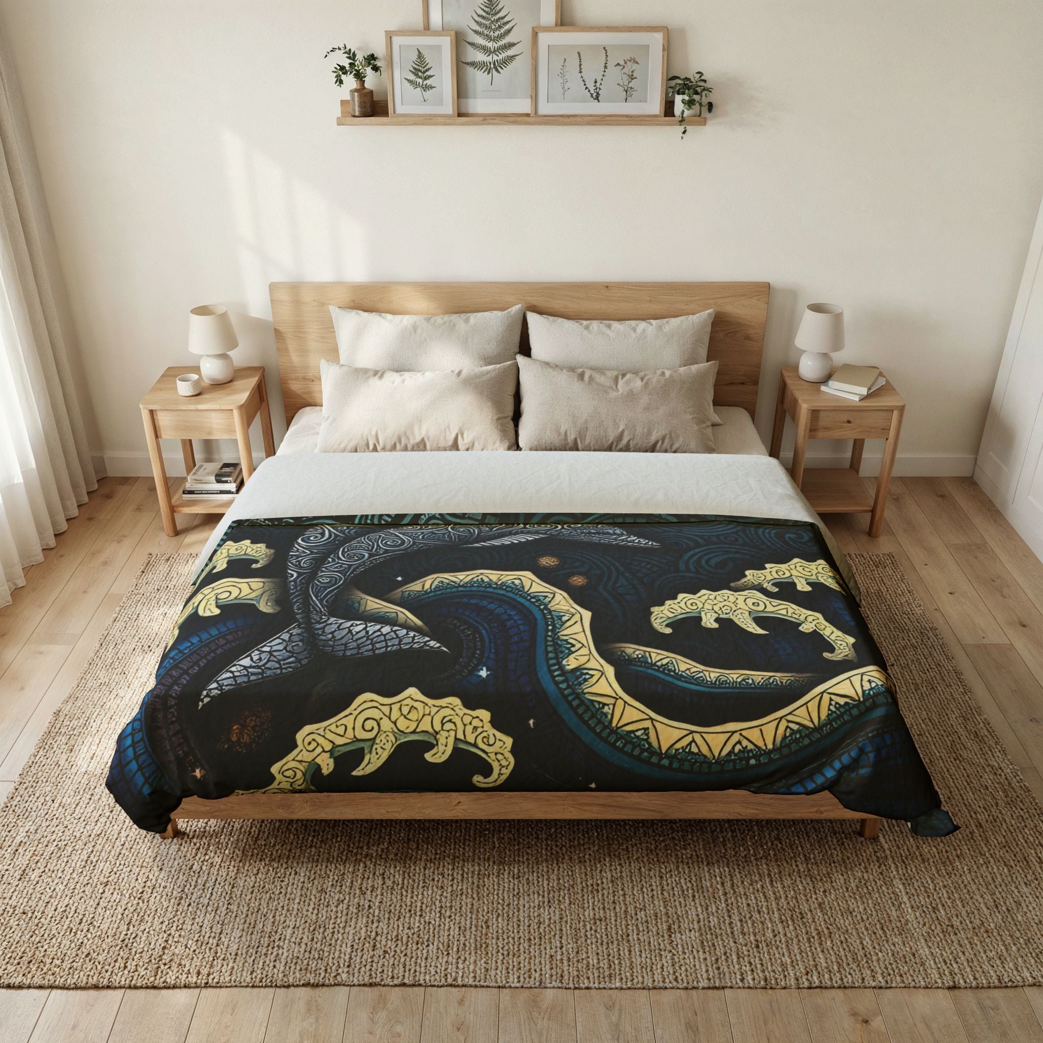 Dolphin Waves Duvet Cover — Nautical Boho Cotton Bedding