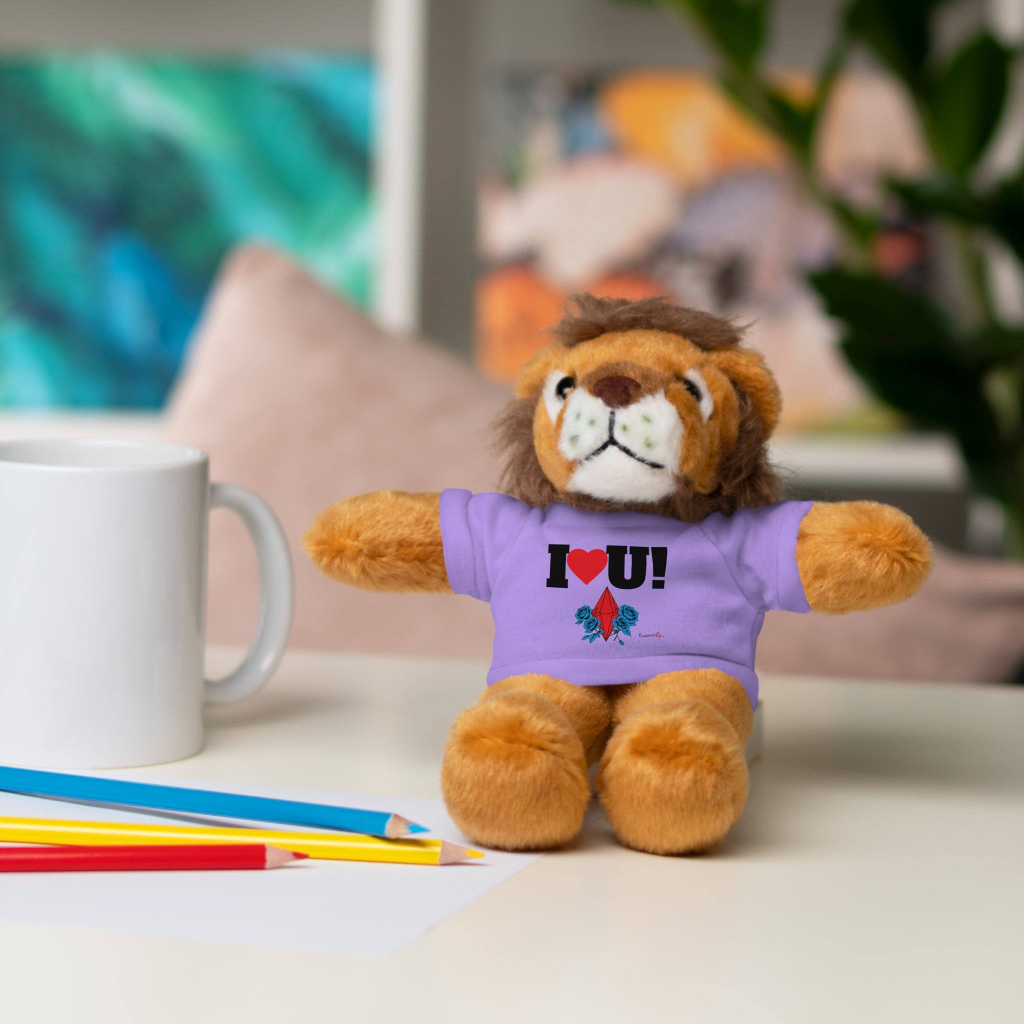 Plush Bear with Branded Tee – Red Diamond and Blue Roses Teddy