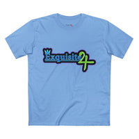 Exquisite 24 Sticker Logo Graphic Tee – Neon Blue-Green