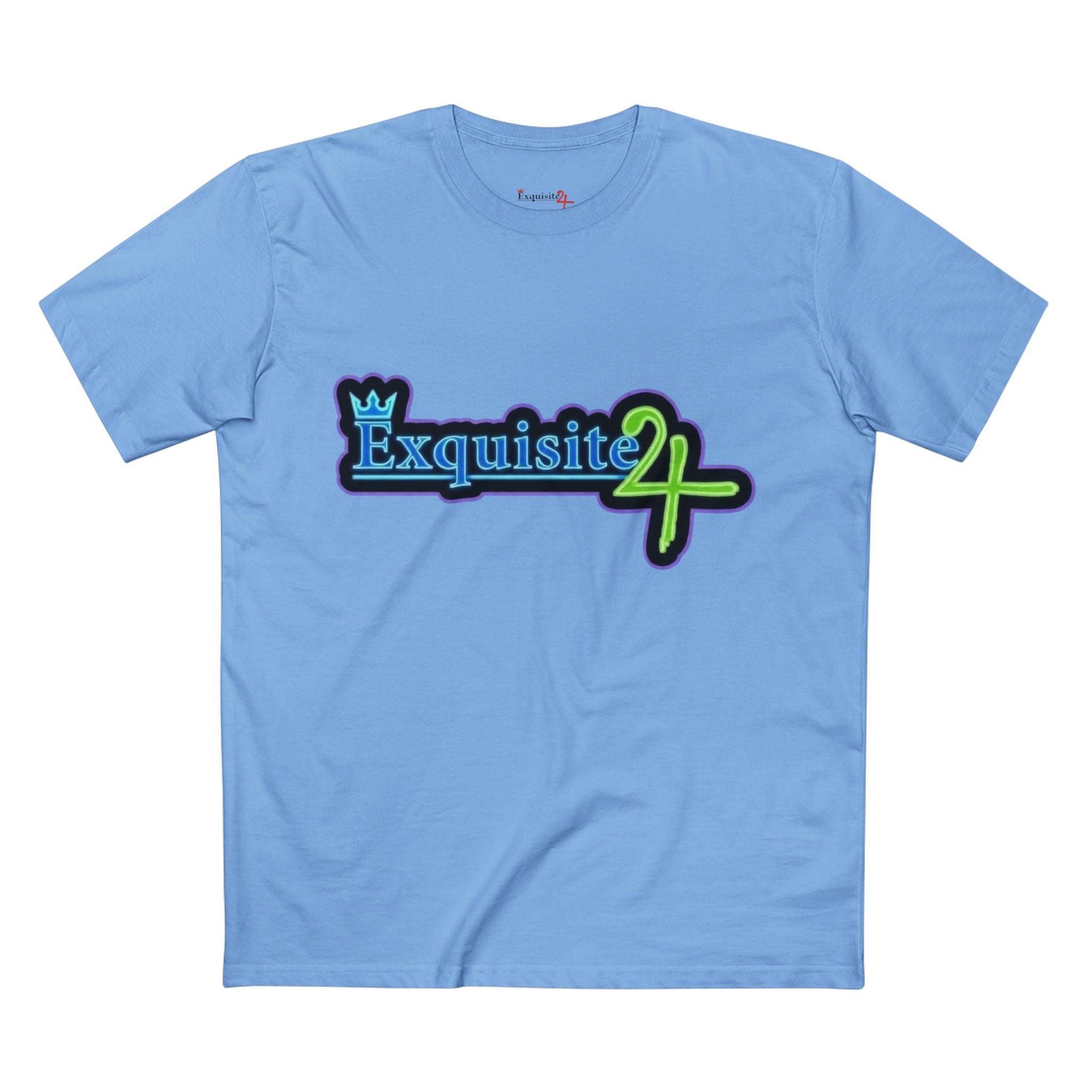 Exquisite 24 Sticker Logo Graphic Tee – Neon Blue-Green