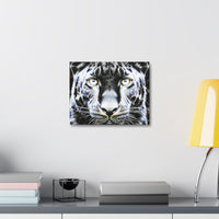 Leopard Portrait Stretched Canvas — Snow Leopard Wall Art with Yellow Eyes