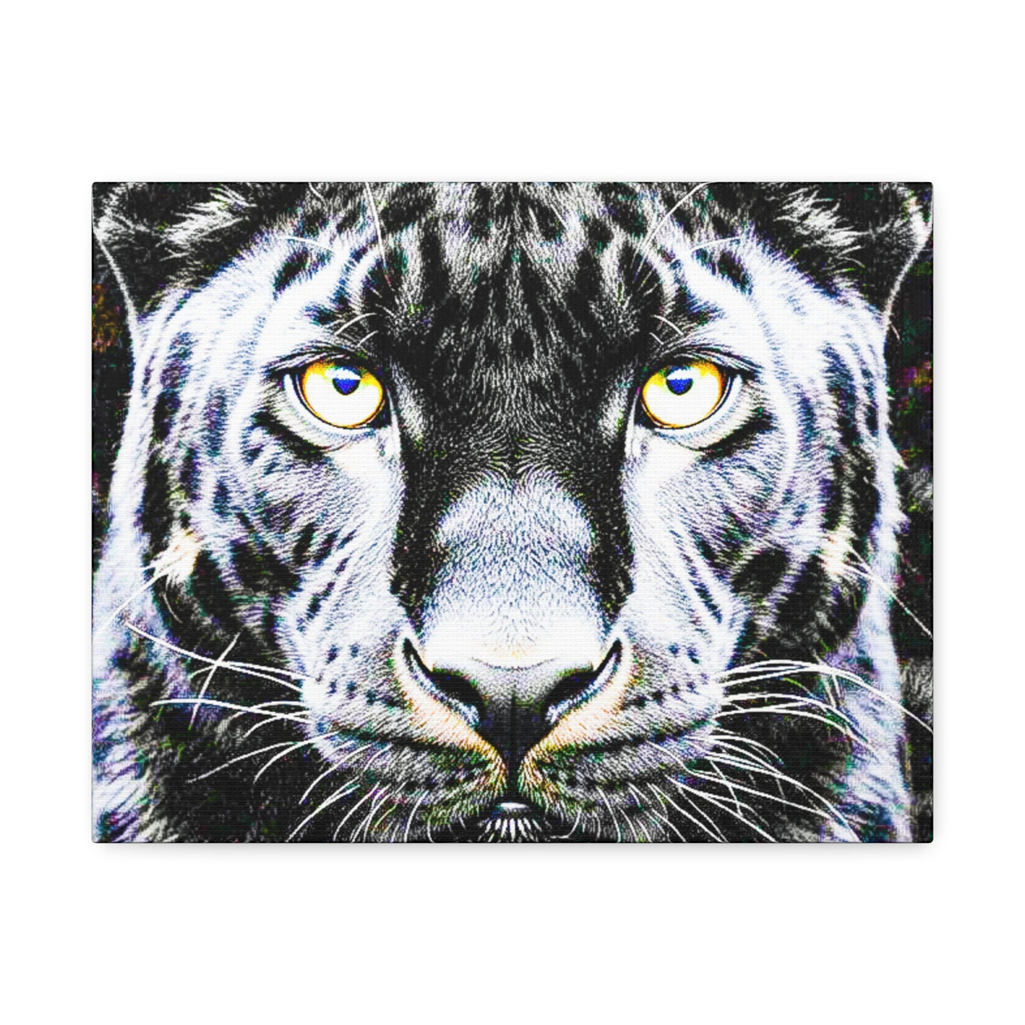 Leopard Portrait Stretched Canvas — Snow Leopard Wall Art with Yellow Eyes