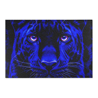 Blue Leopard Area Rug – Bold Neon Leopard Accent Rug for Living Room, Bedroom & Game Room