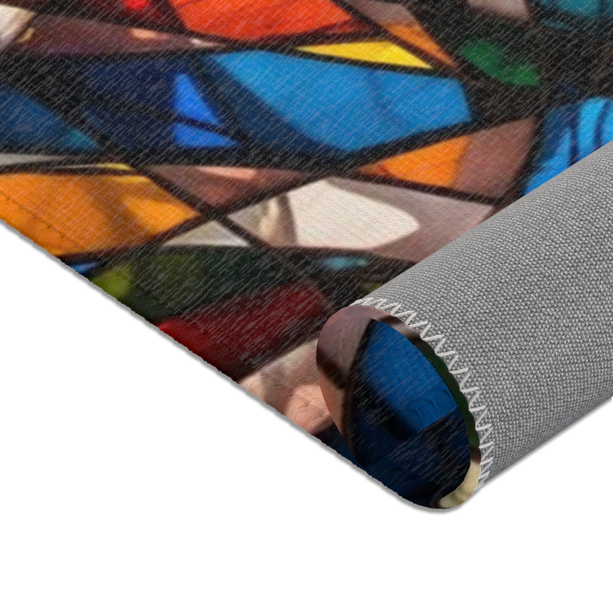 Stained Glass Mosaic Area Rug — Vibrant Geometric Decorative Floor Mat
